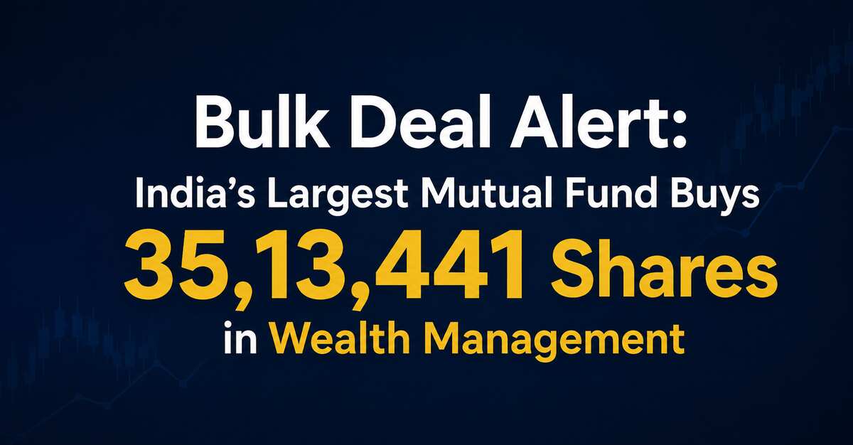 Bulk Deal: India’s Largest Mutual Fund Buys 35,13,441 Shares in Wealth Management Stock; Do You Own It?