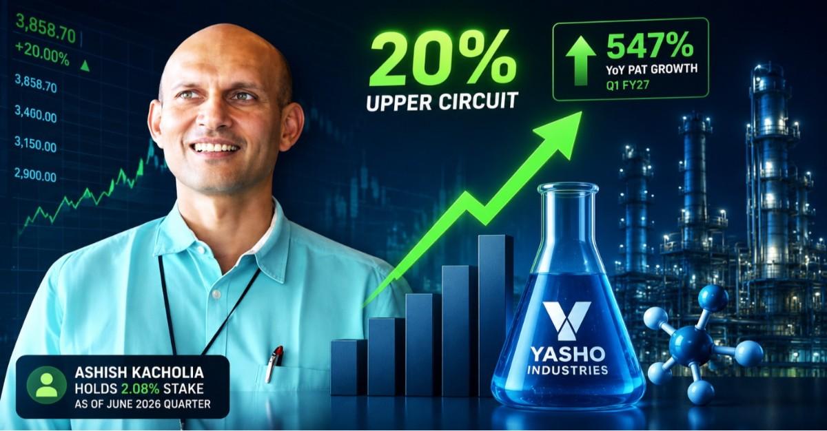 Ashish Kacholia-Backed Chemical Stock Hits 20% Upper Circuit After Reporting 547% YoY PAT Growth in Q1 FY27